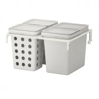 IKEA HÅLLBAR Solutie sortare deseuri, pentru sertar bucatarie METOD ventilat/gri, 42 l
