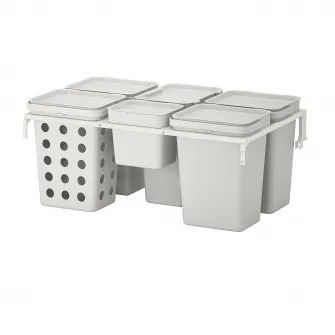 IKEA HÅLLBAR Solutie sortare deseuri, pentru sertar bucatarie METOD ventilat/gri, 53 l