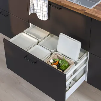 IKEA HÅLLBAR Solutie sortare deseuri, pentru sertar bucatarie METOD ventilat/gri, 53 l