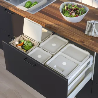 IKEA HÅLLBAR Solutie sortare deseuri, pentru sertar bucatarie METOD ventilat/gri, 55 l