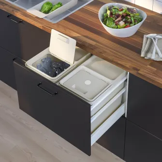 IKEA HÅLLBAR Solutie sortare deseuri, pentru sertar bucatarie METOD/gri, 44 l