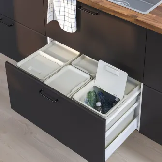 IKEA HÅLLBAR Solutie sortare deseuri, pentru sertar bucatarie METOD/gri, 57 l