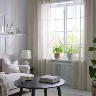 IKEA HÄLLEBRÄCKA Perdele transparente, 2buc, bej deschis/rjns, 145x300 cm