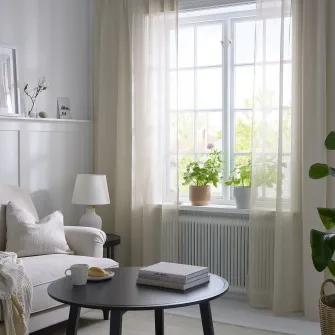 IKEA HÄLLEBRÄCKA Perdele transparente, 2buc, bej deschis/rjns, 145x300 cm