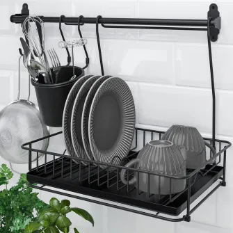 IKEA HULTARP Suport vesela, negru