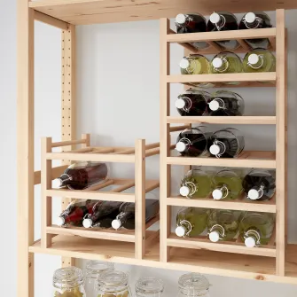 IKEA HUTTEN Suport 9 sticle vin, lemn masiv
