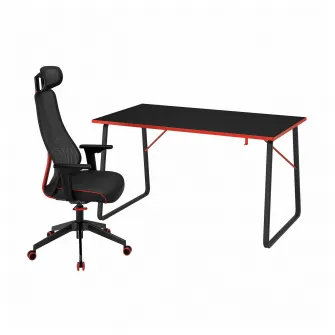 IKEA HUVUDSPELARE / MATCHSPEL Birou+scaun de gaming, negru