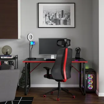 IKEA HUVUDSPELARE / MATCHSPEL Birou+scaun de gaming, negru