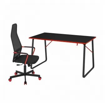 IKEA HUVUDSPELARE Birou+scaun de gaming, negru