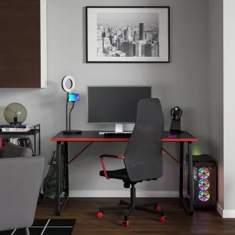 IKEA HUVUDSPELARE Birou+scaun de gaming, negru