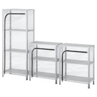 IKEA HYLLIS Etajere cu huse, trnsp, 180x27x74-140 cm