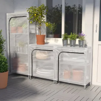 IKEA HYLLIS Etajere cu huse, trnsp, 180x27x74-140 cm