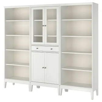 IKEA IDANÄS Ansamblu depozitare cu usi sticla, alb, 244x39x211 cm