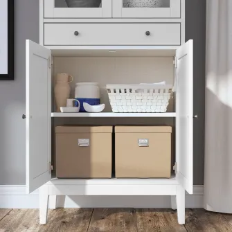 IKEA IDANÄS Ansamblu depozitare cu usi sticla, alb, 244x39x211 cm