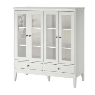 IKEA IDANÄS Corp cu usi de sticla pliante, alb, 121x50x135 cm