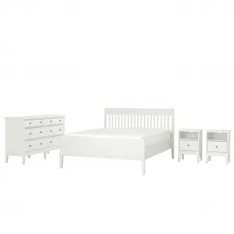 IKEA IDANÄS Mobilier dormitor, set 4 piese, alb, 160x200 cm