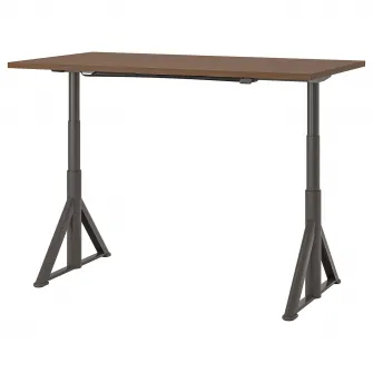 IKEA IDÅSEN Birou cu inaltime reglabila, maro/gri inchis, 160x80 cm