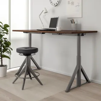 IKEA IDÅSEN Birou cu inaltime reglabila, maro/gri inchis, 160x80 cm