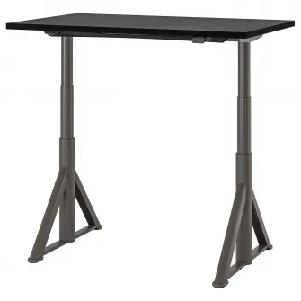 IKEA IDÅSEN Birou cu inaltime reglabila, negru/gri inchis, 120x70 cm