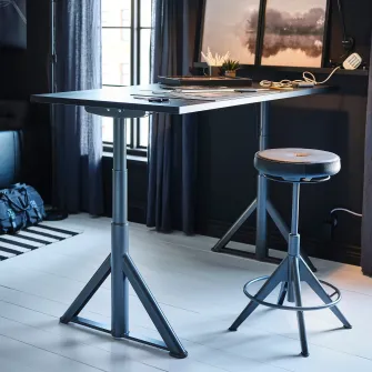 IKEA IDÅSEN Birou cu inaltime reglabila, negru/gri inchis, 120x70 cm