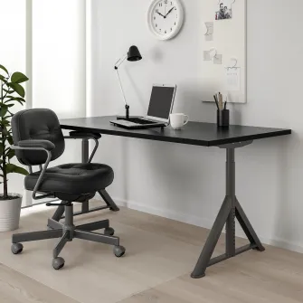 IKEA IDÅSEN Birou, negru/gri inchis, 160x80 cm
