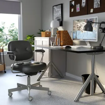 IKEA IDÅSEN Birou, negru/gri inchis, 160x80 cm