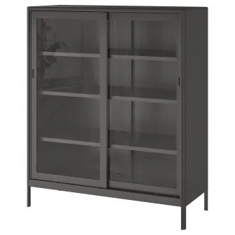 IKEA IDÅSEN Corp usi de sticla glisante, gri inchis, 120x140 cm