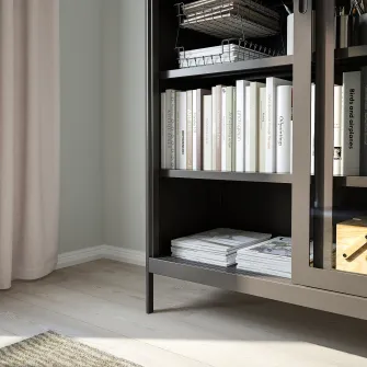 IKEA IDÅSEN Corp usi de sticla glisante, gri inchis, 120x140 cm