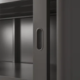 IKEA IDÅSEN Corp usi de sticla glisante, gri inchis, 120x140 cm