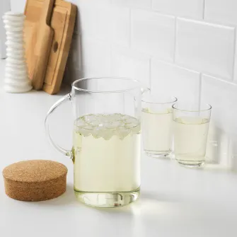 IKEA IKEA 365+ Carafa cu capac, sticla transparenta/pluta, 1.5 l