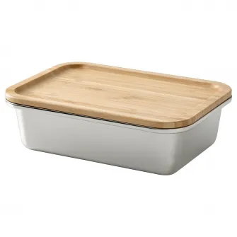 IKEA IKEA 365+ Caserola cu capac, dreptunghiular inox/bambus, 1.0 l