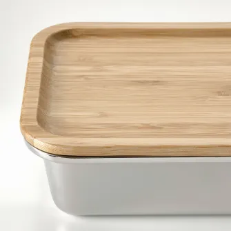 IKEA IKEA 365+ Caserola cu capac, dreptunghiular inox/bambus, 1.0 l
