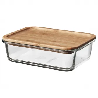 IKEA IKEA 365+ Caserola cu capac, dreptunghiular sticla/bambus, 1.0 l