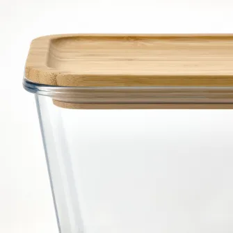 IKEA IKEA 365+ Caserola cu capac, dreptunghiular sticla/bambus, 1.8 l