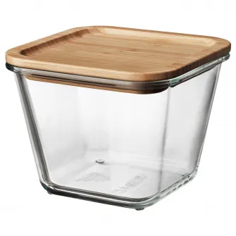 IKEA IKEA 365+ Caserola cu capac, patrat sticla/bambus, 1.2 l