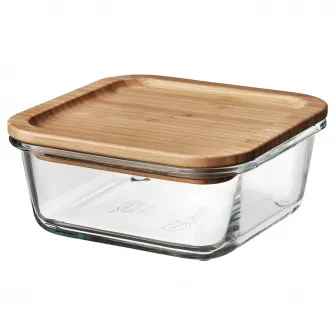 IKEA IKEA 365+ Caserola cu capac, patrat sticla/bambus, 600 ml