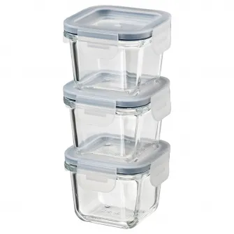 IKEA IKEA 365+ Caserola cu capac, patrat/sticla, 180 ml