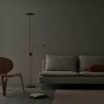 IKEA ISJAKT Lampadar LED/lampa citit, intensitate reglabila/nichelat, 180 cm
