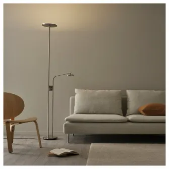 IKEA ISJAKT Lampadar LED/lampa citit, intensitate reglabila/nichelat, 180 cm