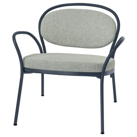 IKEA ISMANTORP Fotoliu, metal negru-albastru/Tibbleby bej-gri
