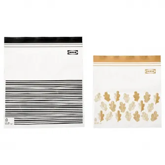 IKEA ISTAD Punga resigilabila, cu model negru/galben, 2.5/1.2 l