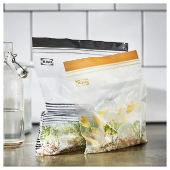 IKEA ISTAD Punga resigilabila, cu model negru/galben, 2.5/1.2 l