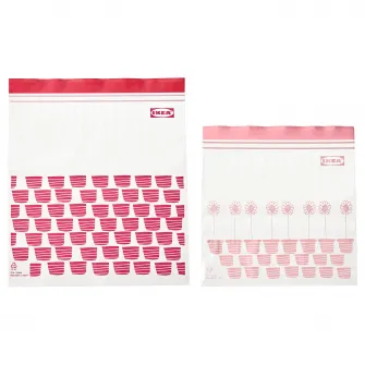 IKEA ISTAD Punga resigilabila, cu model rosu/roz, 2.5/1.2 l