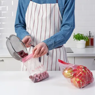 IKEA ISTAD Punga resigilabila, cu model rosu/roz, 2.5/1.2 l