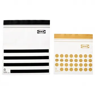 IKEA ISTAD Punga resigilabila, cu model/negru galben, 1/0.4 l