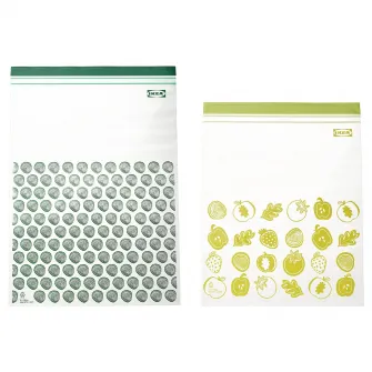 IKEA ISTAD Punga resigilabila, cu model/verde, 6/4.5 l