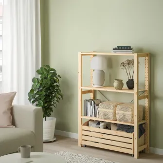 IKEA IVAR Cutie depozitare + rotile, pin, 78x30 cm