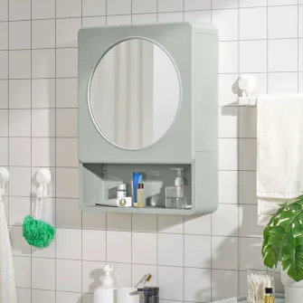 IKEA IVÖSJÖN Dulap baie cu oglinda, verde, 44x15x59 cm