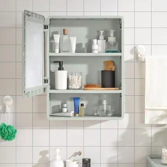 IKEA IVÖSJÖN Dulap baie cu oglinda, verde, 44x15x59 cm