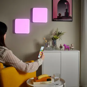 IKEA JETSTRÖM Panou luminos LED perete, smart intensitate reglabila/cu cablu culoare si spectru alb, 30x30 cm